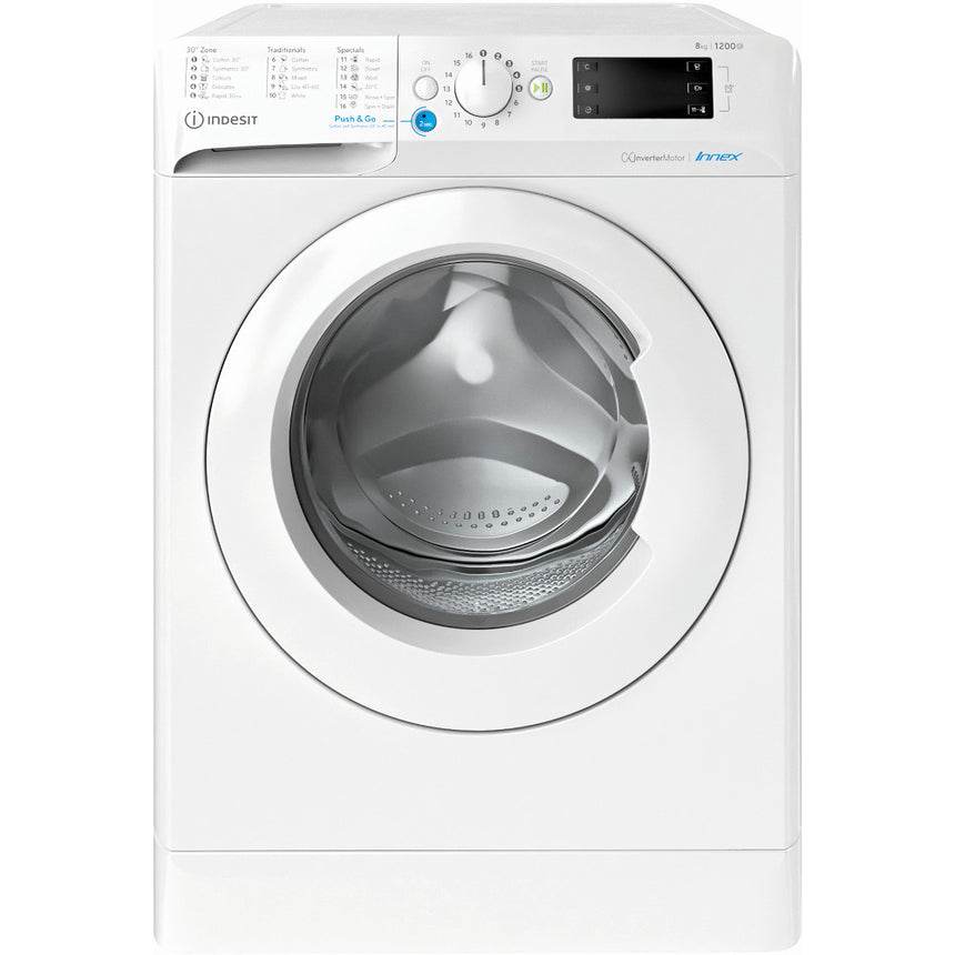 Masina de spalat rufe Indesit INNEX BWE81285XWEEN, 8kg, 1200 RPM, Clasa B, Push&Go, Motor Inverter, Alb
