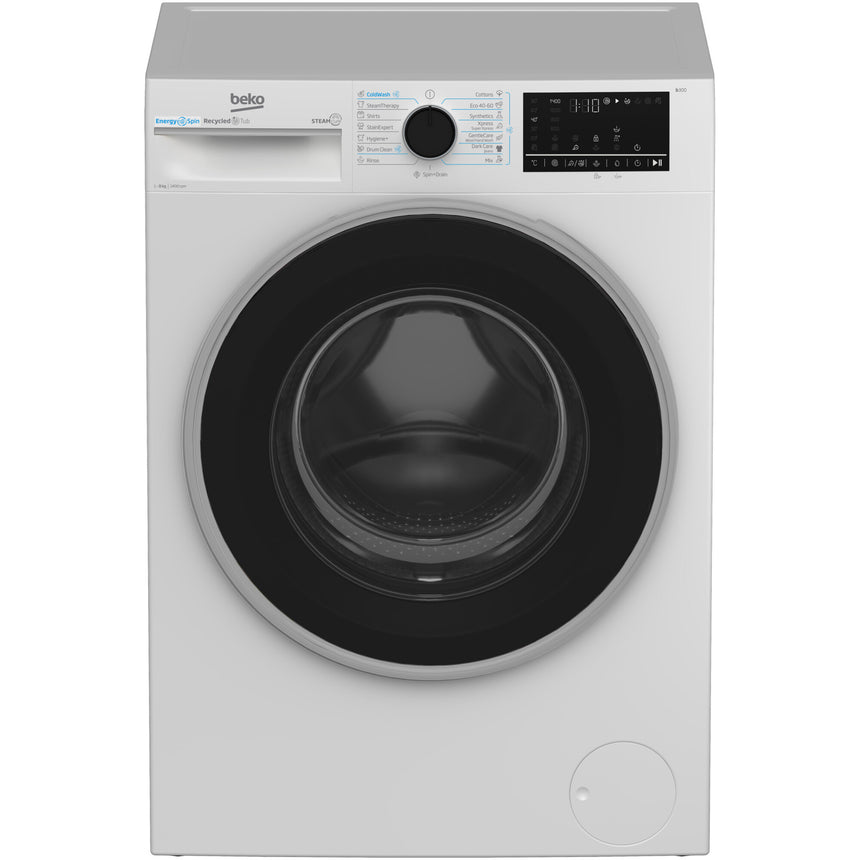 Masina de spalat rufe Beko B3WFU48415WB2ES, 8 kg, 1400 RPM, Clasa A, SteamCure, AddXtra, Motor ProSmart Inverter, AutoClean Detergent Drawer, Alb