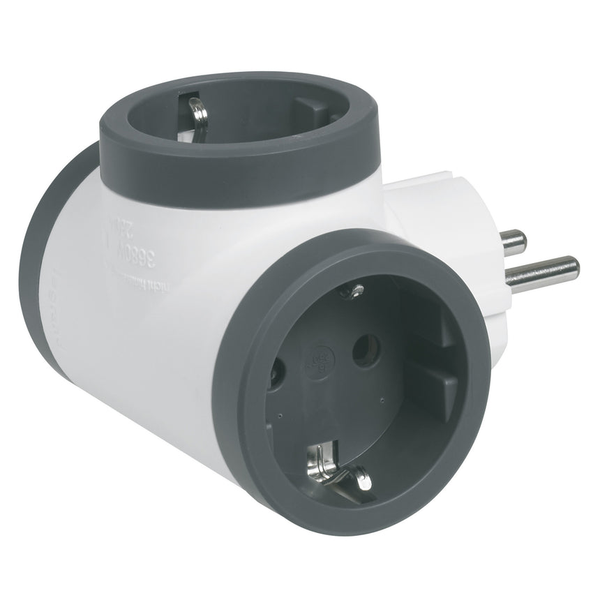 Adaptor priza Legrand Revolution L694520, 3 prize laterale, 16A, Alb