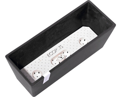 Ghiveci Ecopots Bruges Cu Sistem De Irigare Plastic 45x17x17 Cm Gri Inchis
