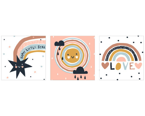 Tablou Canvas Happy Star 3x 25x25 Cm