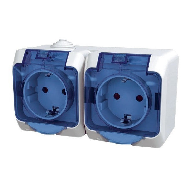Priza dubla schuko aparenta, Schneider Electric, IP44
