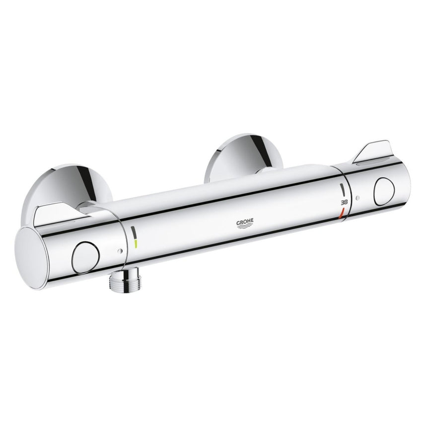 Baterie dus cu termostat Grohe Grohtherm 800, monocomanda, 1/2'', cartus ceramic, filtru impuritati inclus, protectie reflux, Crom