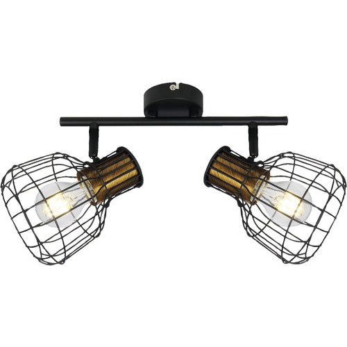 Plafoniera Grimy, E27, max. 2x40W, negru/bronz