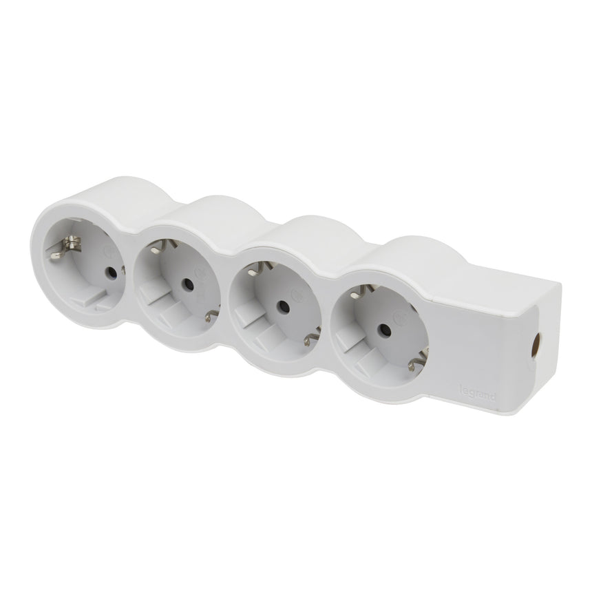 Multipriza Legrand Standard Revolution, 4 prize, 16A, 230V, fara cordon, Alb/Gri