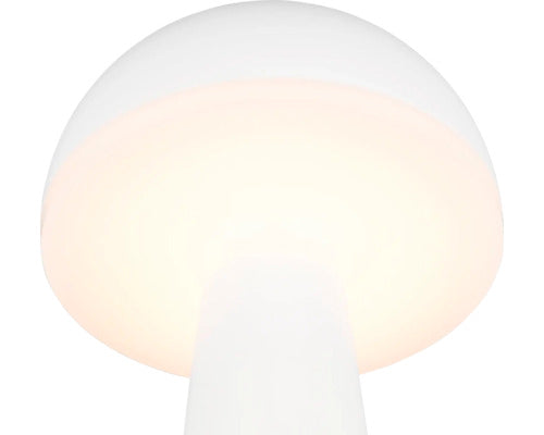 Veioza Cu Led Integrat Fungo 2w 200 Lumeni, Lumina Reglabila, Pentru Exterior Ip54, Incarcare Usb, Alba