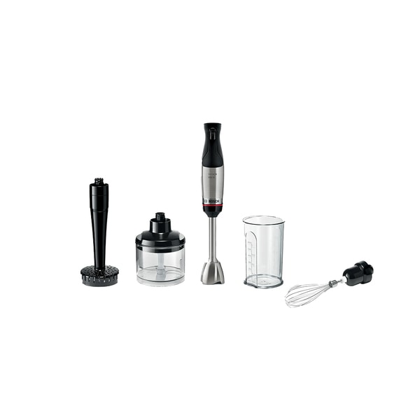 Mixer vertical Bosch ErgoMaster MSM6M623, 1000 W, Inox, minitocator, tel, pasator,vas gradat, cutit QuattroBlade System Pro lama rotativa cu 4 laturi, negru/argintiu