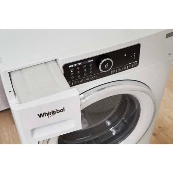 Uscator de rufe Whirlpool Supreme Care STU92XEU, Pompa de caldura, 9 kg, Clasa A++, Motor Inverter, 6th Sense, Display digital, Alb