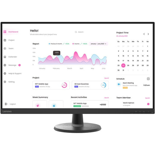 Monitor LED VA LENOVO D32-40, 32", Full HD, 60 Hz, Clasa E, Negru