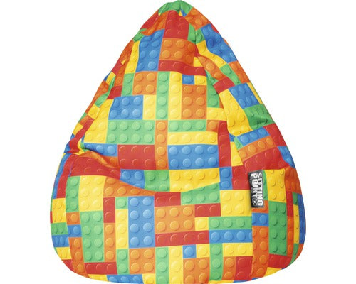 Fotoliu Puf Beanbag Sitting Point Xl Imprimeu Piese Lego 70x110 Cm