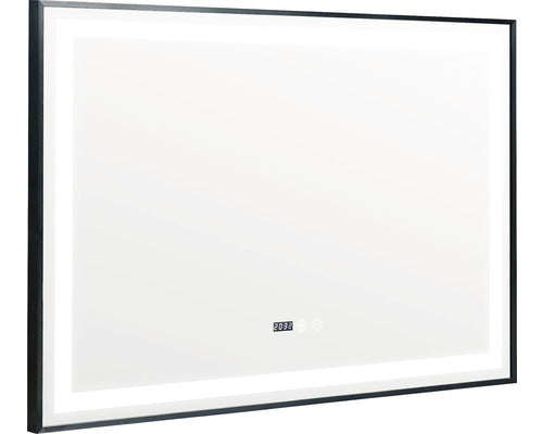 Oglinda baie cu rama neagra, iluminare LED, functie Touch 100x70 cm IP44 100-7-3K-3-N