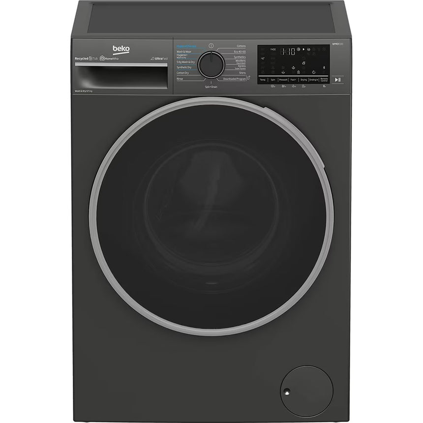 Masina de spalat rufe cu uscator Beko B5DFT58442M, Spalare 8 kg, Uscare 5 kg, 1400 RPM, Clasa A, HygieneTherapy, SteamCure, HomeWhiz, ProSmart Inverter Motor, AddXtra, Gri