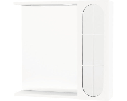 Dulap baie cu oglinda Savini Due Crea, polita si iluminare LED, PAL/sticla lustruita, 58,5x57 cm, alb