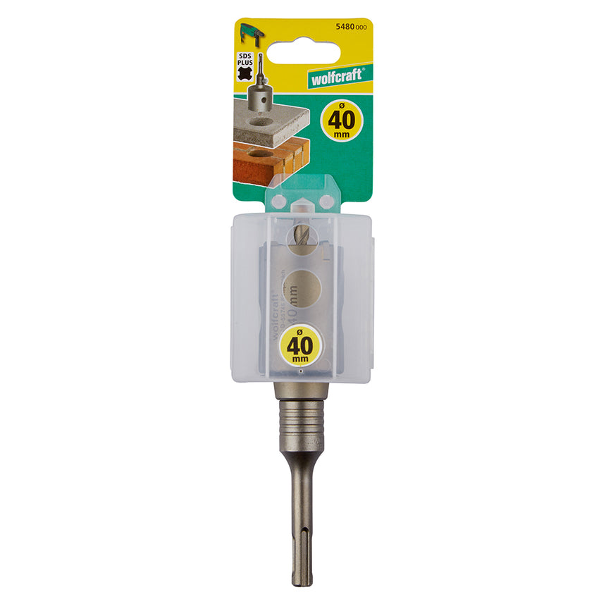 Carota cu burghiu centrare SDS-Plus Wolfcraft 5480000, diametru 40 mm, lungime activa 46 mm