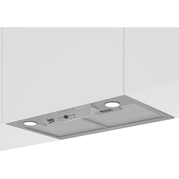 Hota incorporabila Beko HNU51630SH, Putere de absorbtie 673 mc/h, Filtre de carbon incluse, Iluminare LED, Control mecanic, 1 filtru anti-grasime metalic lavabil, 60 cm, Inox