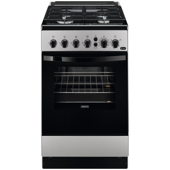 Aragaz Zanussi ZCG512H1SA, 4 arzatoare, Gaz, Aprindere electrica ,Grill, 50 cm, Argintiu