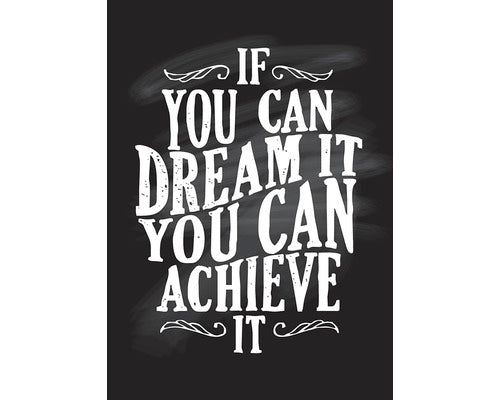 Tablou Dream & Achieve It Alb/negru 50x70 Cm