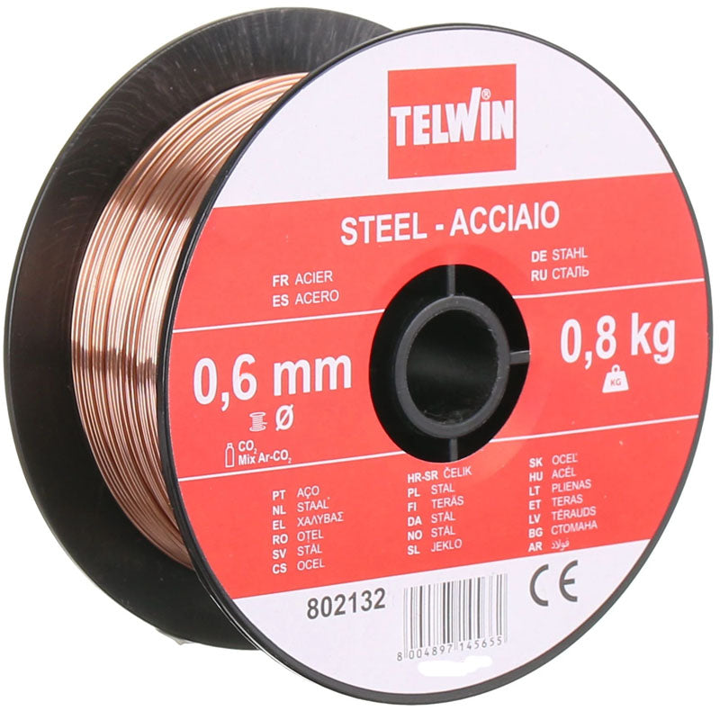 Bobina sarma sudura Telwin 802132, din otel cuprat, 0.8 kg, 0.6 mm