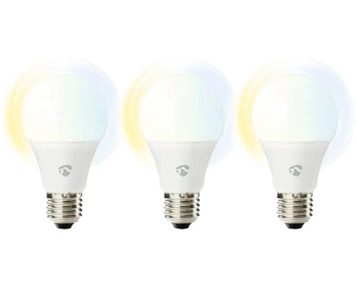 Set 3 Becuri Led Variabile Nedis E27 9w 806 Lumeni, Glob Mat A60, Conexiune Wifi