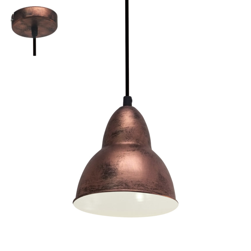 Pendul Truro, EGLO, E27, 1X60W, otel, cupru antic