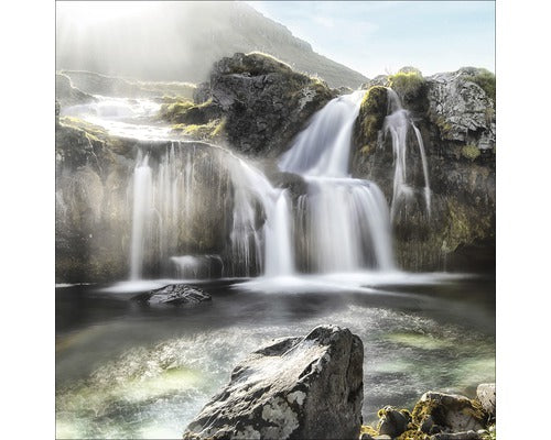 Tablou Sticla Black & White Waterfall 80x80 Cm