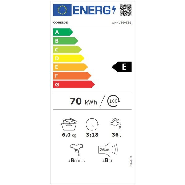 Masina de spalat Gorenje WNHVB60SES, Clasa energetica: E, 6 kg, 1000 rpm, Alb