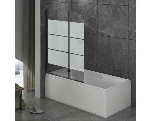 Paravan Cada Basano, 112x142 cm, 2 Elemente, Sticla Decor Dungi, Profil Negru