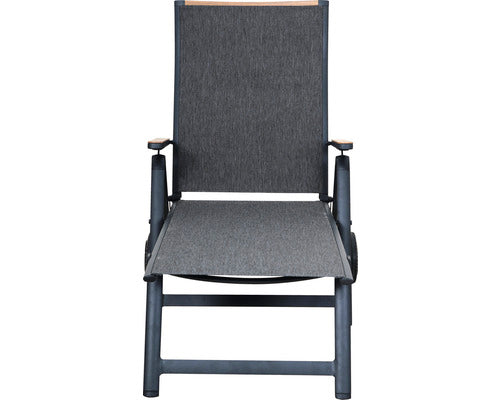 Sezlong Plaja Extensibil Garden Place Aspect Lemn 174x74 Cm Negru
