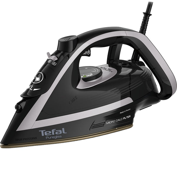 Fier de Calcat TEFAL Puregliss FV8062E0, 3000W, 280g/min, 270ml, Talpa Durilium AirGlide, Negru-Gri