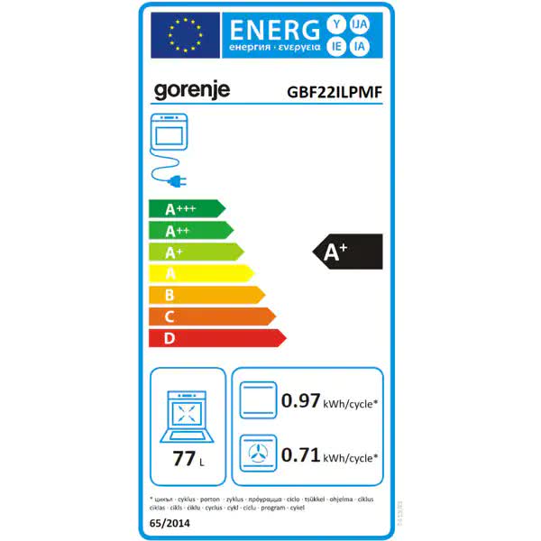 Cuptor Incorporabil GORENJE GBF22ILPMF, Electric, ExtraSteam, 77 l, Clasa A+, Negru