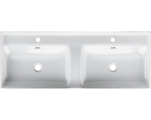 Lavoar ceramica Jungborn Nove 121 cm, 2 cuve, alb lucios