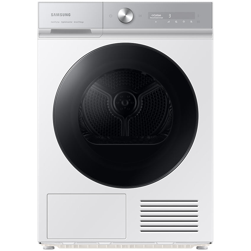 Uscator de rufe Bespoke Samsung DV90BB9445GHS7, Pompa de caldura, 9 kg, Clasa C, QuickDrive, AI Dry, SmartThings, Motor Digital inverter, Usa reversibila, Alb