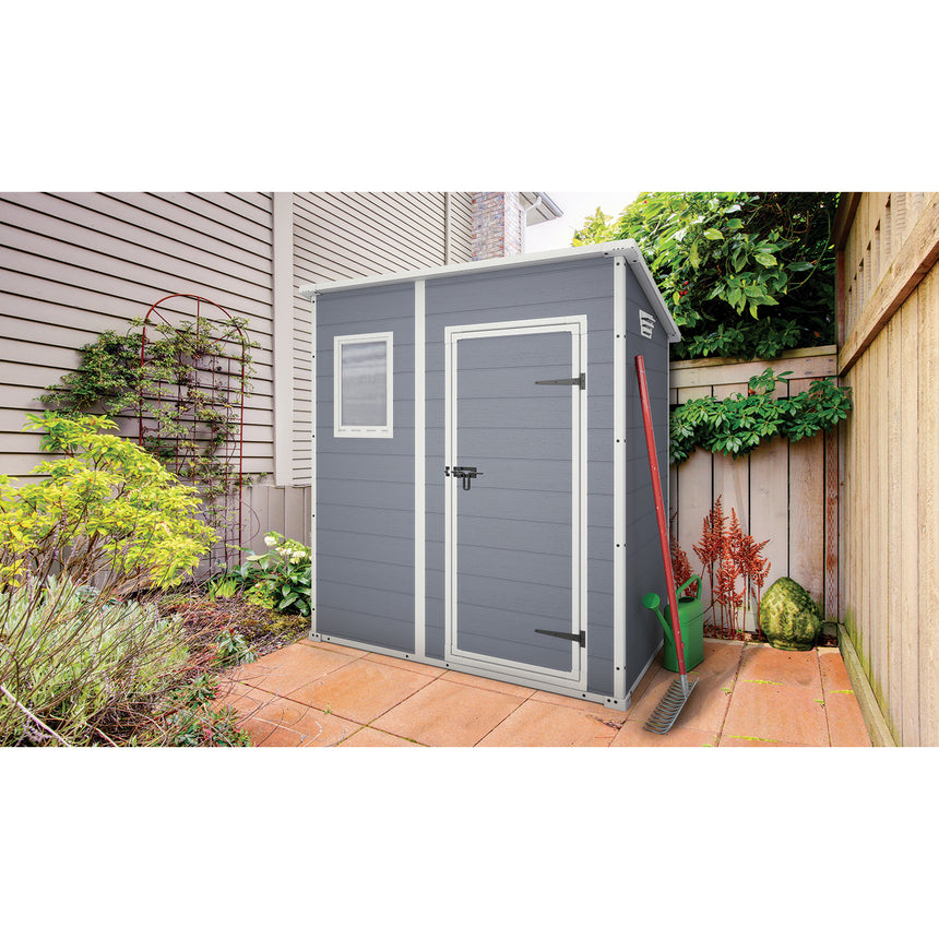 Casuta de gradina Manor Pent, 183.5x111x200.5 cm, Gri/Alb