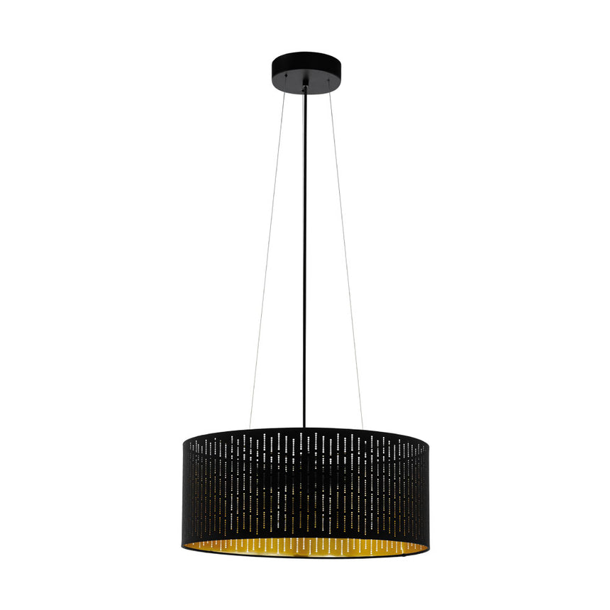 Lustra textila EGLO VARILLAS 98313, E27 3X40W Ø530mm, Negru, auriu