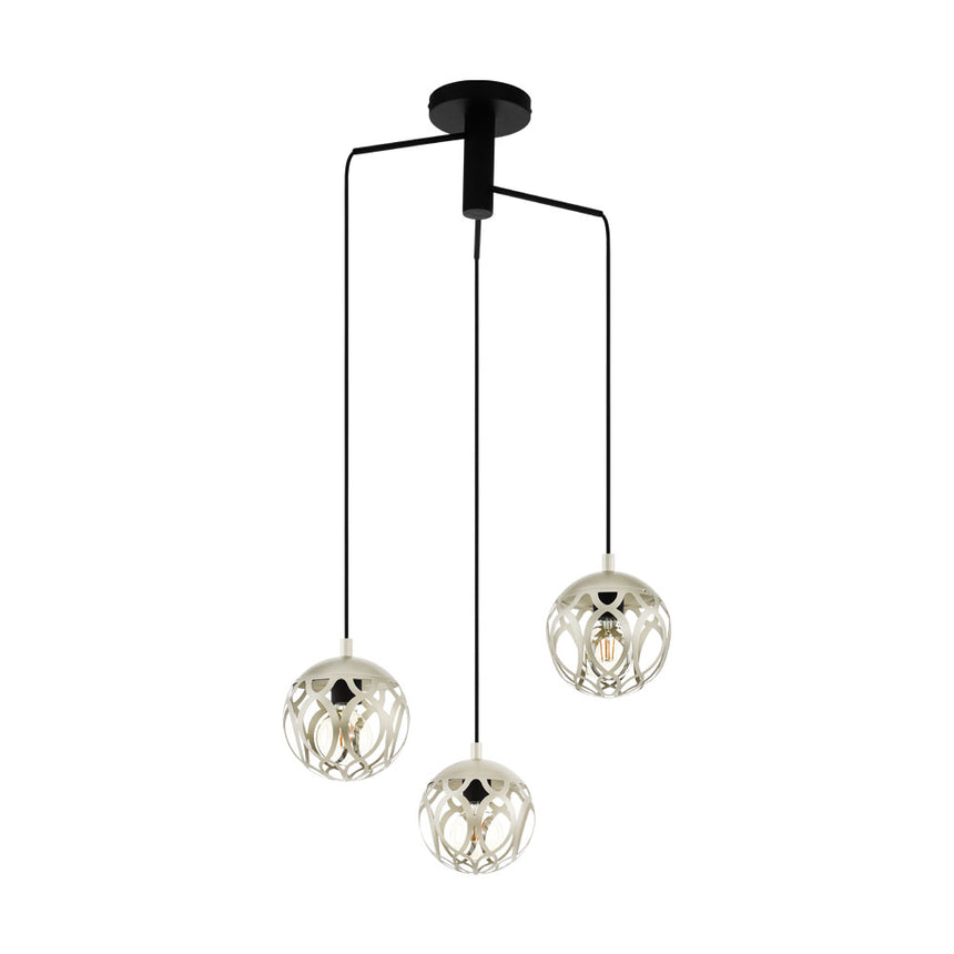 Pendul MIRTAZZA, EGLO, E27, 3x60W, otel, negru, sampanie, 110 x 59 cm, inaltime reglabila