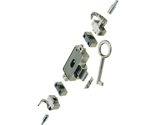 Incuietoare Cu Carlige Rotative Hettich, Tragere Usa Spre Stanga, 1 Cheie, Otel Nichelat