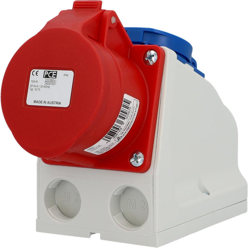 Priza dubla trifazica PCE (1 CP + 1 trifazata) 16A, montaj aplicat, pentru exterior IP44