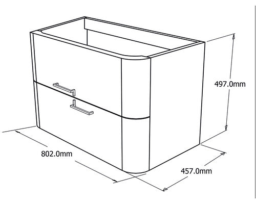 Baza mobilier Kring Idris, cu doua sertare, cu manere metalice si inchidere amortizata, infoliat stejar auriu, 80x56x46 cm