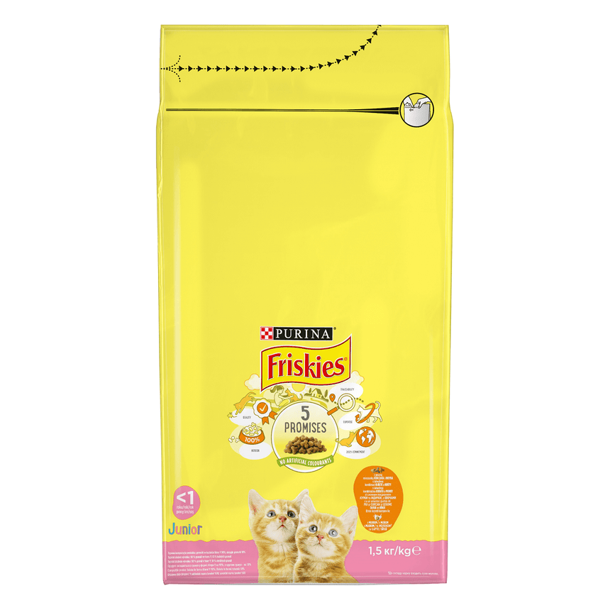 Hrana uscata pentru pisici Friskies Junior, Pui & Legume, 1.5Kg