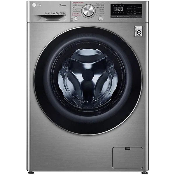Masina de spalat rufe frontala LG F4WN408S2T, 6 Motion, Wi-Fi, 8kg, 1400rpm, Clasa A+++, argintiu