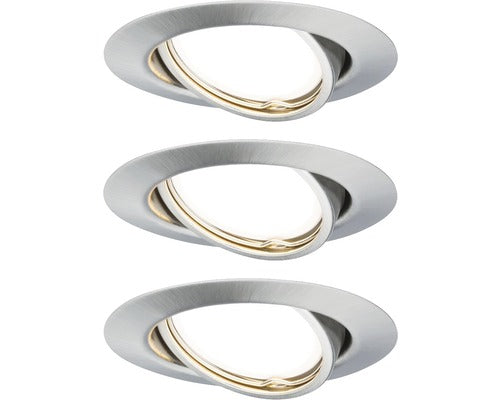Spoturi Led Incastrate Base Gu10 5w Ø90 Mm, Becuri Led Incluse, Nichel Mat, Pachet 3 Bucati