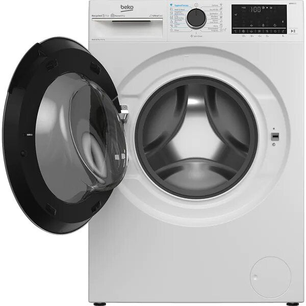 Masina de spalat rufe cu uscator Beko B5DFT59447W, Spalare 9 kg, Uscare 6 kg, 1400 RPM, Clasa C, HomeWhiz, AddXtra, SteamCure, Motor ProSmart Inverter, AquaWave, Alb