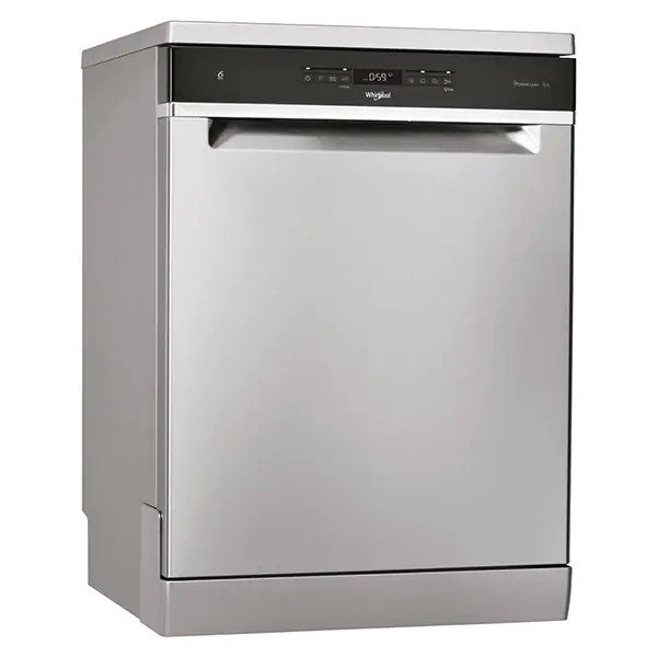 Masina de spalat vase Whirlpool WFO3T233P65X, 14 seturi, 10 programe, Clasa D, PowerClean Pro, Tehnologia al 6-lea Simt, Motor Inverter, Sistem Natural Dry, 60 cm, Inox