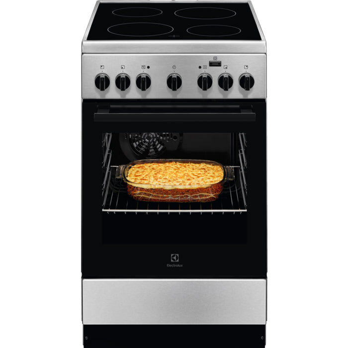 Aragaz Electrolux LKR562055X, Electric, 4 zone de gatit, Cuptor electric, Autocuratare catalitica, SteamBake, Timer, Grill electric, Clasa A, 50 cm, Inox