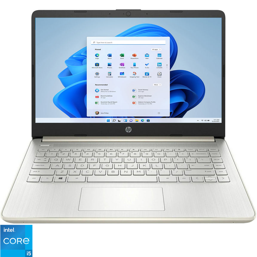 Laptop HP 14s-dq2006nq, Intel Core i5-1135G7 pana la 4.2GHz, 14" Full HD, 8GB, SSD 512GB, Intel Iris Xe Graphics, Windows 11 Home, auriu