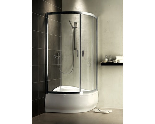 Cabina de dus semirotunda Radaway Premium Plus A 1700, 80x80x170 cm, sticla securizata maro, profil crom