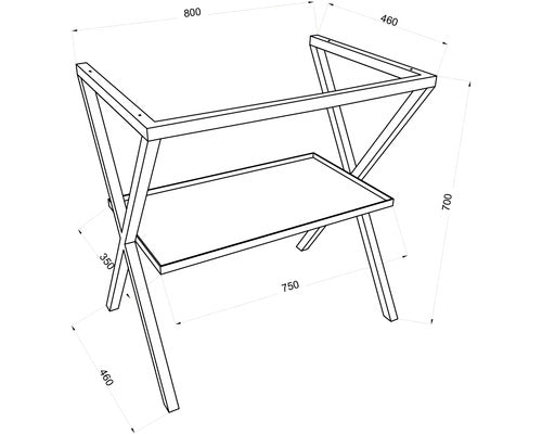 Cadru Metalic pentru Suport Blat, Lavoar Savini Idea, 80 cm, Negru