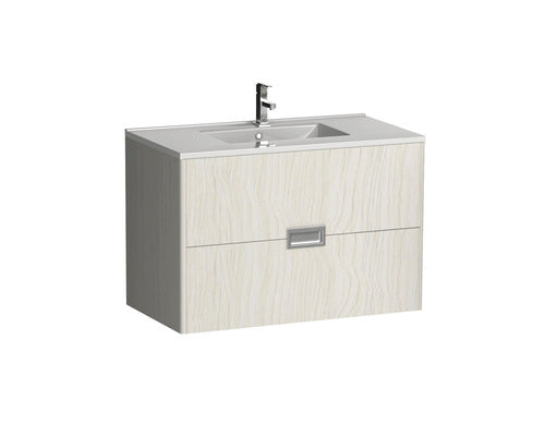 Set Cubo Baza Lavoar si Lavoar, 2 Sertare, PAL, 75 cm, Stejar Albit