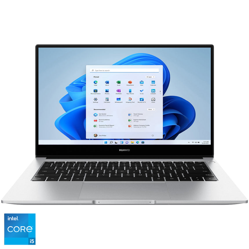 Laptop Huawei MateBook D14, Intel® Core™ i5-1135G7 pana la 4.20 GHz pana la 4.2GHz, 14" Full HD, 8GB, SSD 512GB, Intel UHD Graphics, Windows 11 Home, Silver