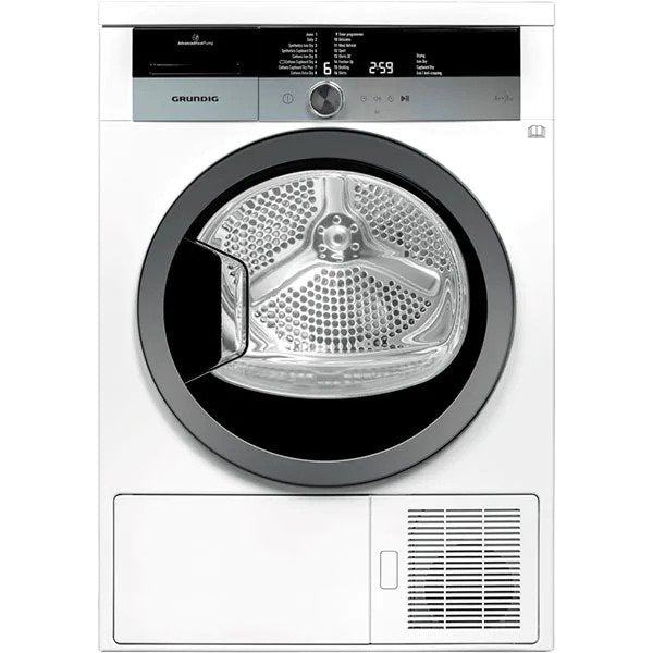 Uscator de rufe GRUNDIG GTN38250MGC, Pompa de caldura, 8kg, 16 programe, Clasa A++, Alb